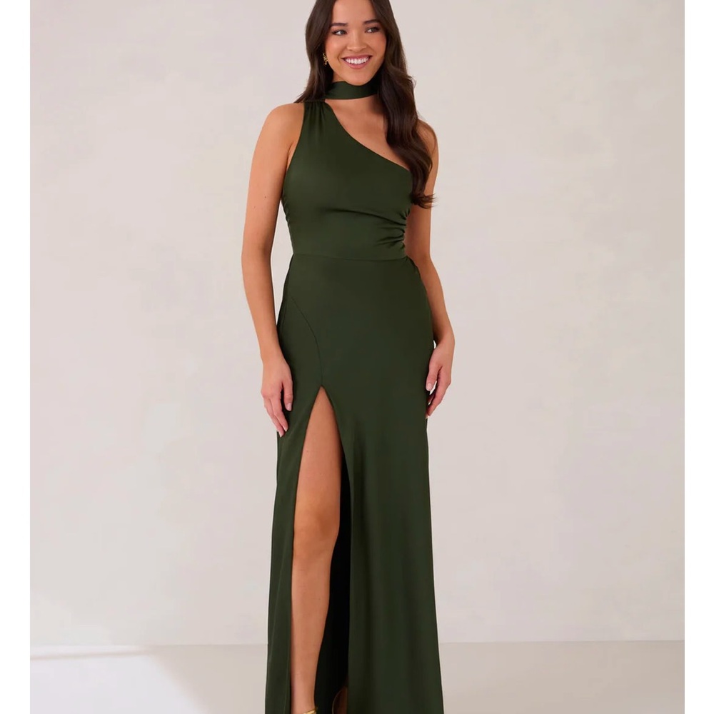 Park & Fifth One-Shoulder Dark Green Dress